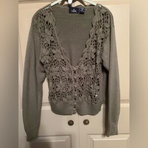 OBR Women's Green Crochet Cardigan